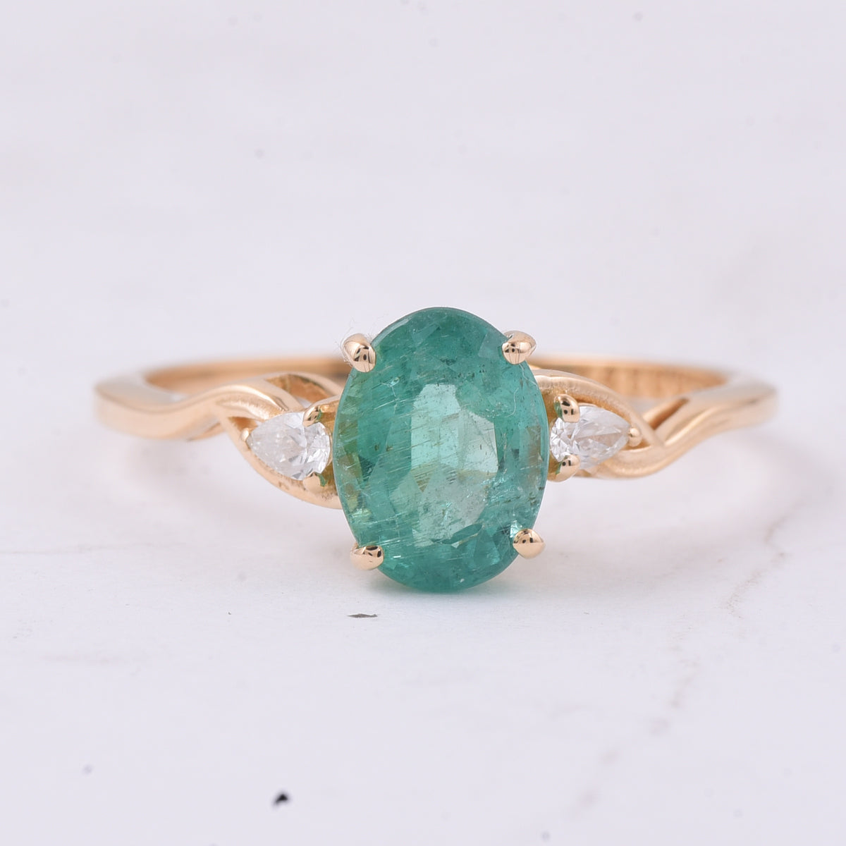 1.51 Ct Oval Natural Emerald 14K Gold Ring