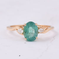 1.51 Ct Oval Natural Emerald 14K Gold Ring