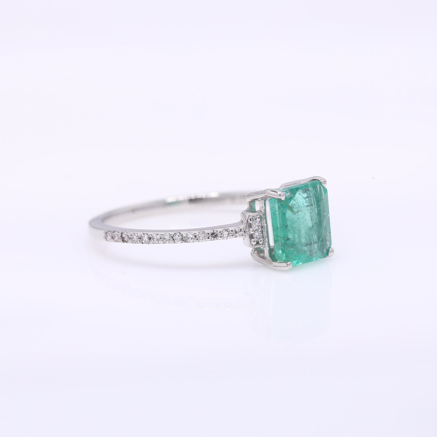 1.45 Ct Octagon Step Cut Natural Emerald 950 Platinum Ring
