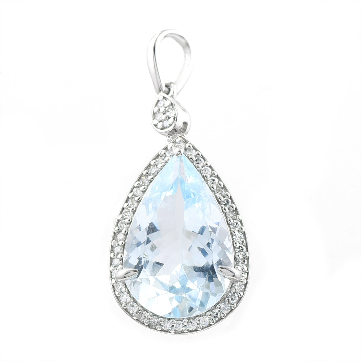 3.42 Ct Pear Mixed Cut Natural Aquamarine 950 Platinum Pendant