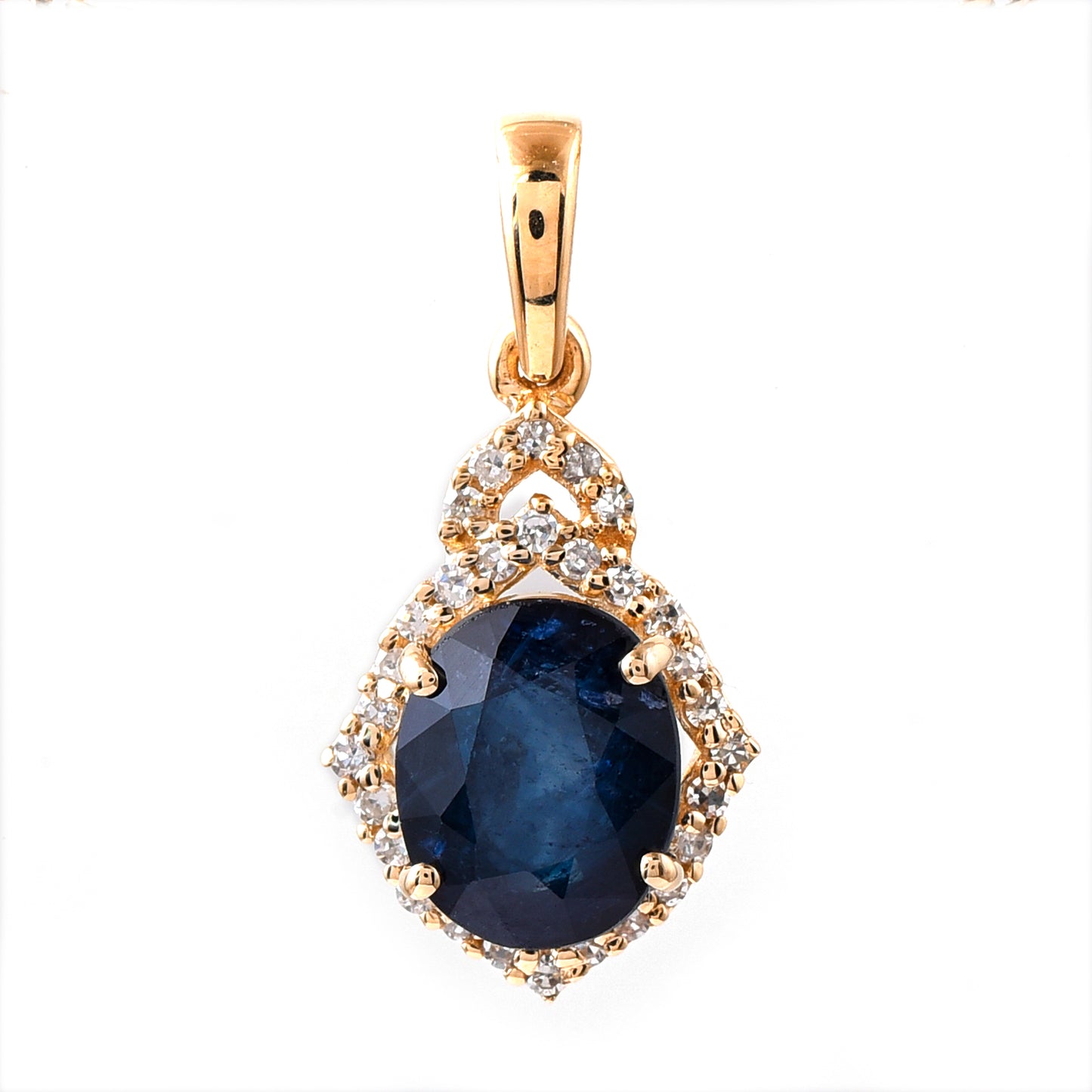 1.69 Ct Oval Mixed Cut Natural Sapphire 14K Gold Pendant