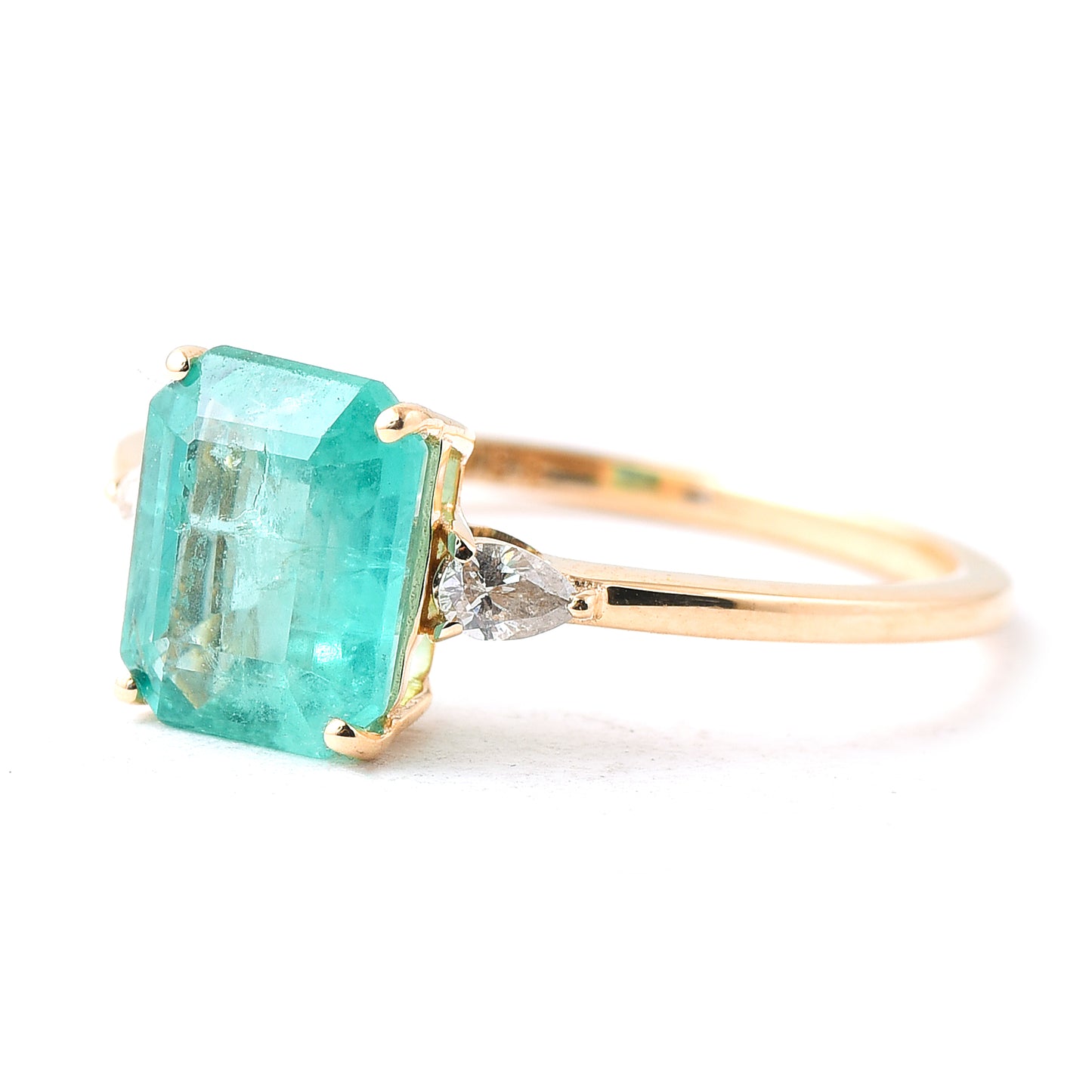1.65 Ct Octagon Step Cut Natural Emerald 14K Gold Ring