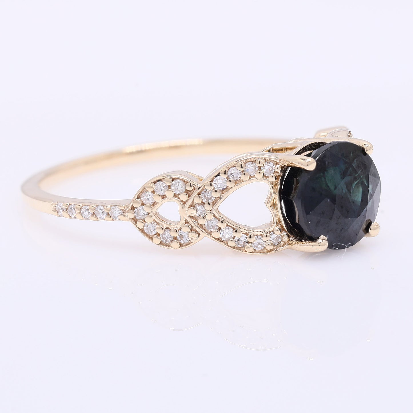 2.32 Ct Round Mixed Cut Natural Sapphire 14K Gold Ring