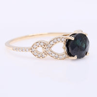 2.32 Ct Round Mixed Cut Natural Sapphire 14K Gold Ring