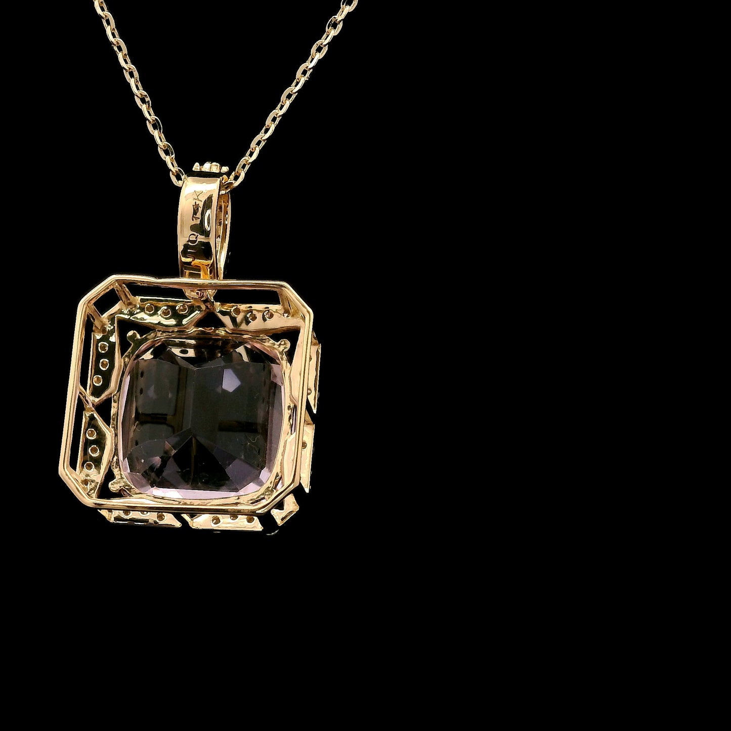 6.85 Ct Cushion Kunzite 14K Gold Pendant