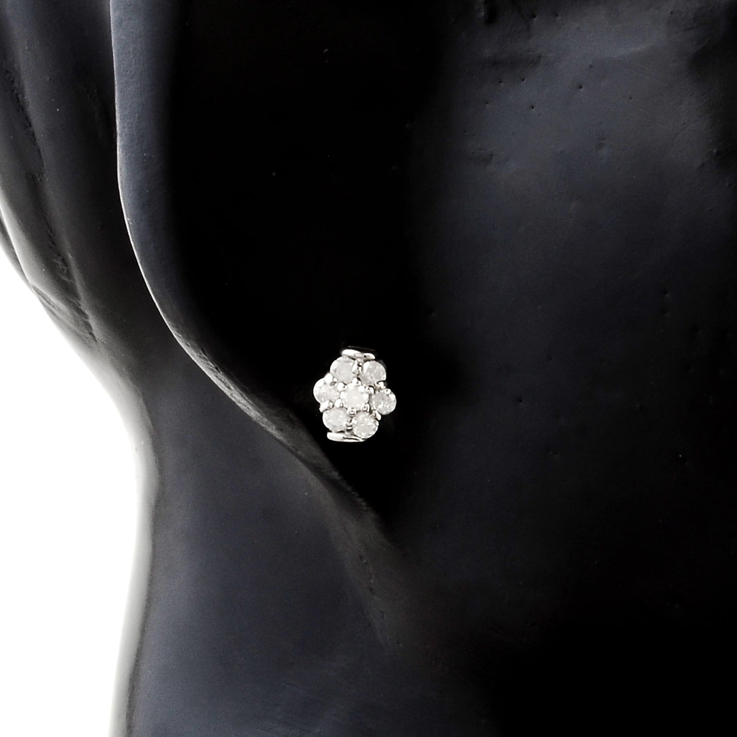 0.39 Ct Round Diamond 925 Silver Earrings