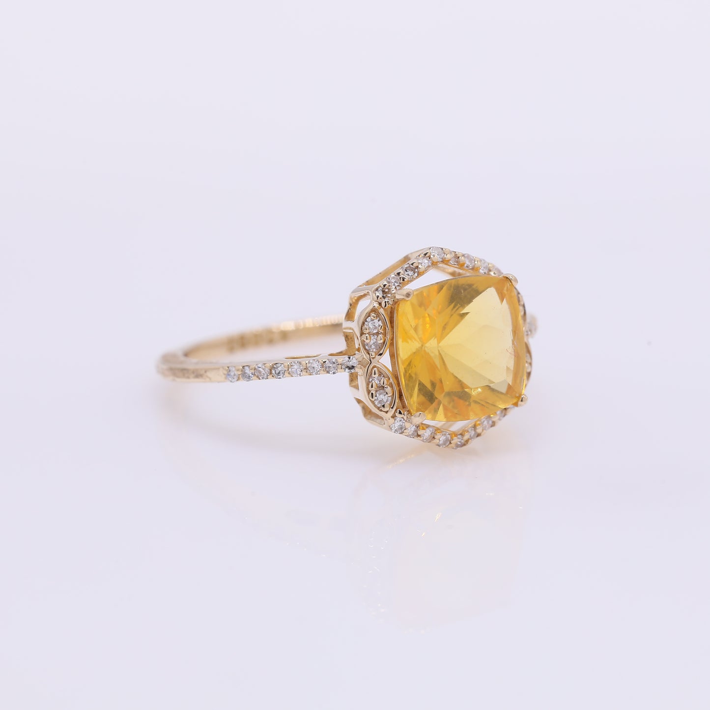 1.50 Ct Cushion Mixed Cut Natural Fire Opal 14K Gold Ring