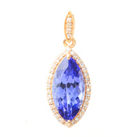 2.87 Ct Marquise Mixed Cut Natural Tanzanite 14K Gold Pendant