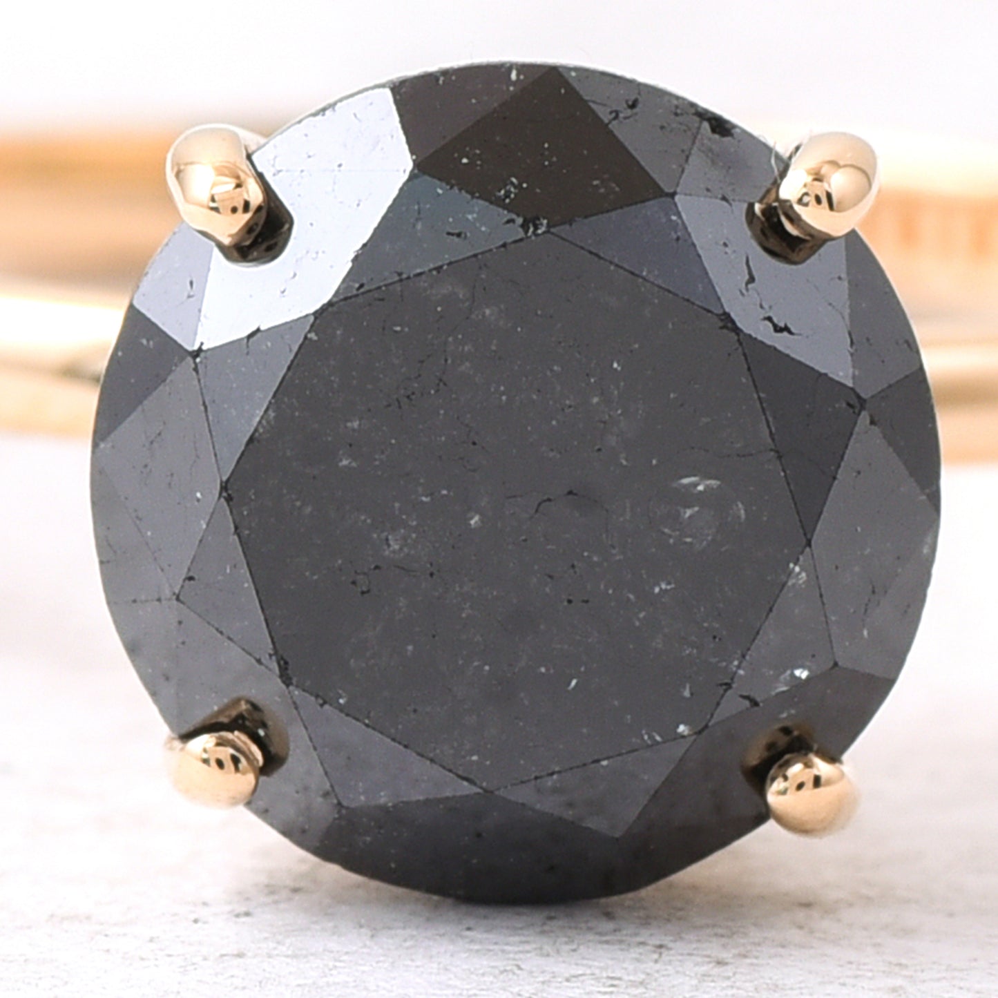 3.28 Ct Round Black Diamond 14K Gold Ring