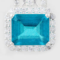 7.99 Ct Octagon Pariba Topaz, Cubic Zirconia 925 Sterling Silver Pendant