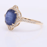 2.51 Ct Oval Mixed Cut Natural Sapphire 14K Gold Ring