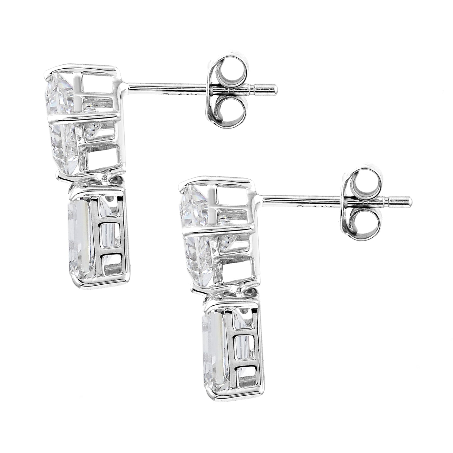 4.04 Ct Square, Octagon Lab Grown Diamond 14K Gold Earrings