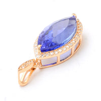 2.87 Ct Marquise Mixed Cut Natural Tanzanite 14K Gold Pendant