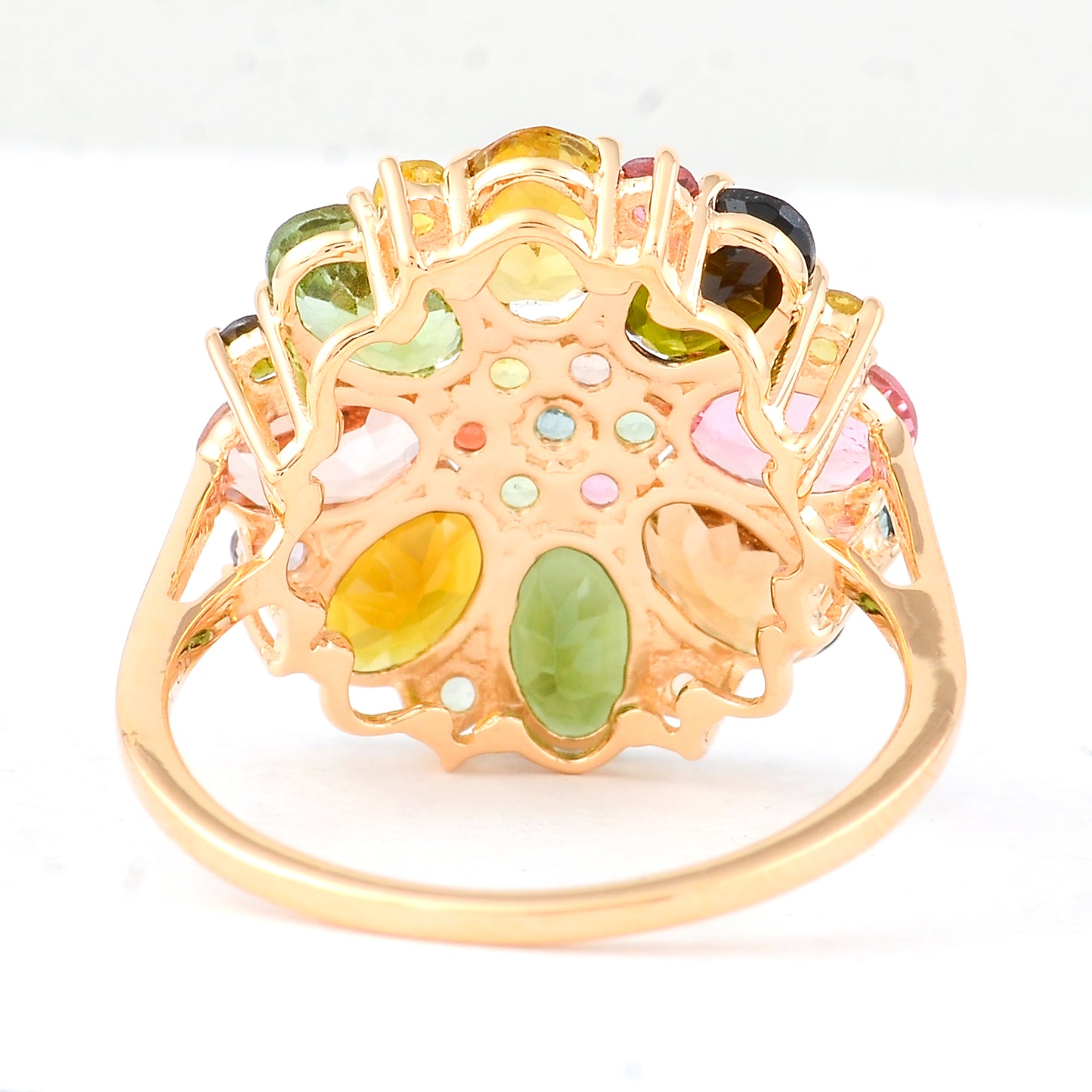 3.94 Ct Oval Multi Tourmaline 14K Gold Ring