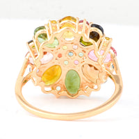 3.94 Ct Oval Multi Tourmaline 14K Gold Ring