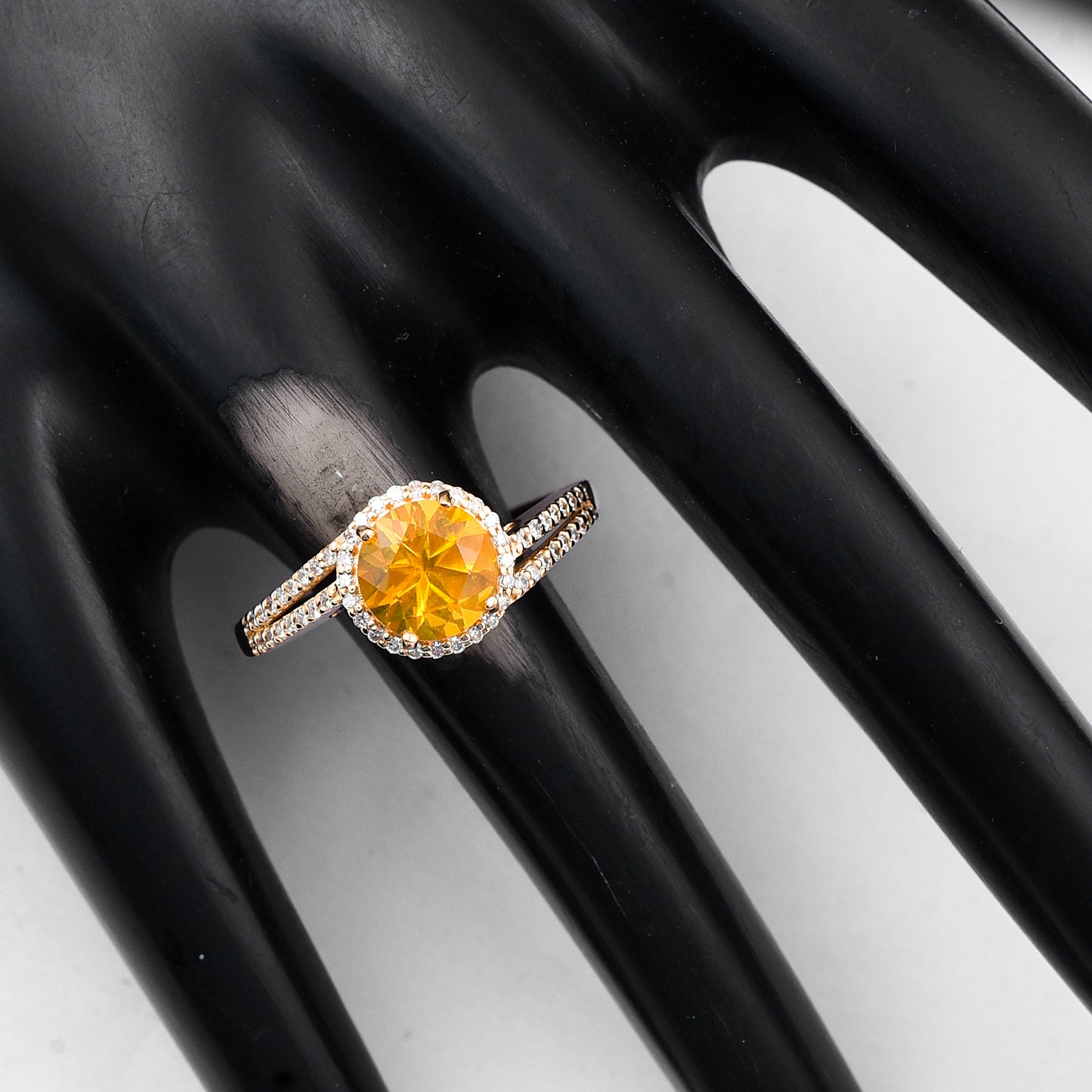 1.11 Ct Round Mixed Cut Natural Fire Opal 14K Gold Ring