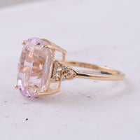 6.52 Ct Oval Natural Kunzite 14K Gold Ring