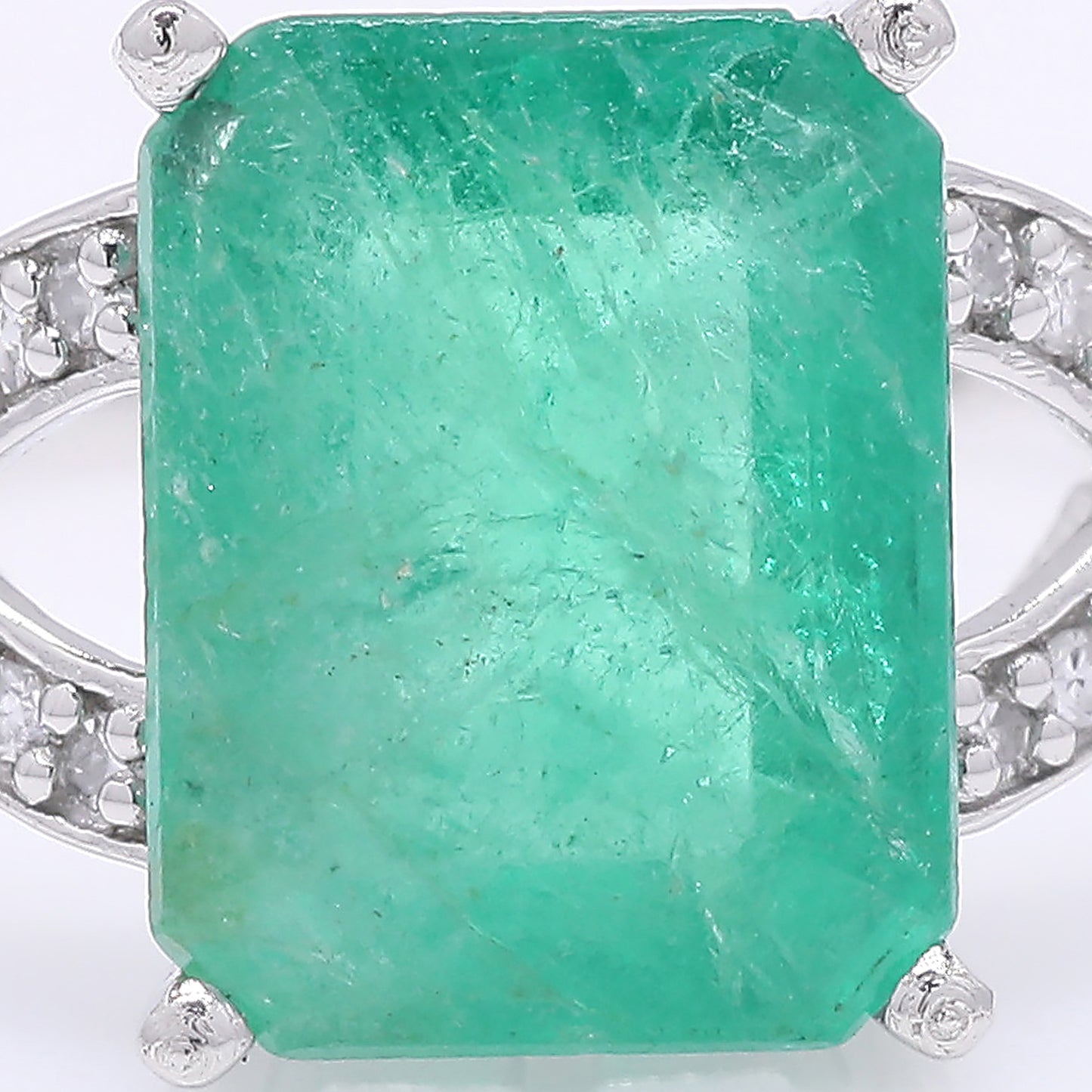 2.24 Ct Octagon Step Cut Natural Emerald 950 Platinum Ring