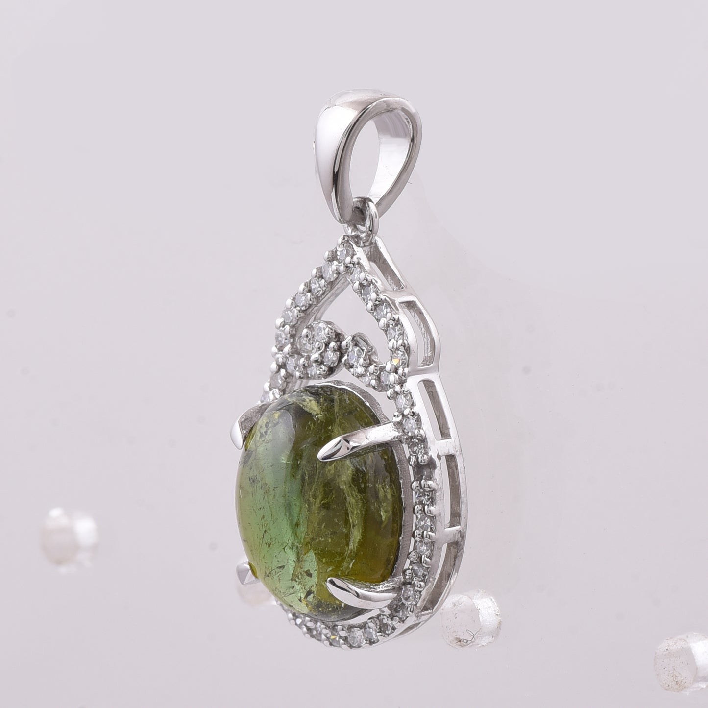 2.89 Ct Oval Natural Tourmaline 950 Platinum Pendant
