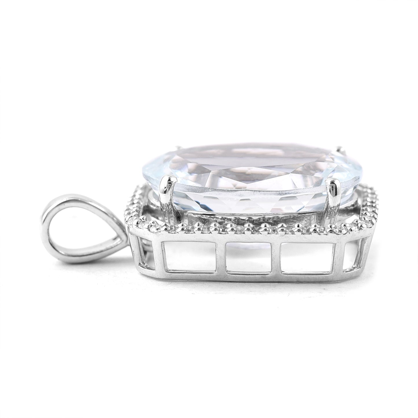 5.27 Ct Oval Mixed Cut Natural Aquamarine 950 Platinum Pendant