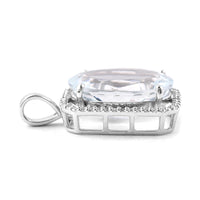 5.27 Ct Oval Mixed Cut Natural Aquamarine 950 Platinum Pendant
