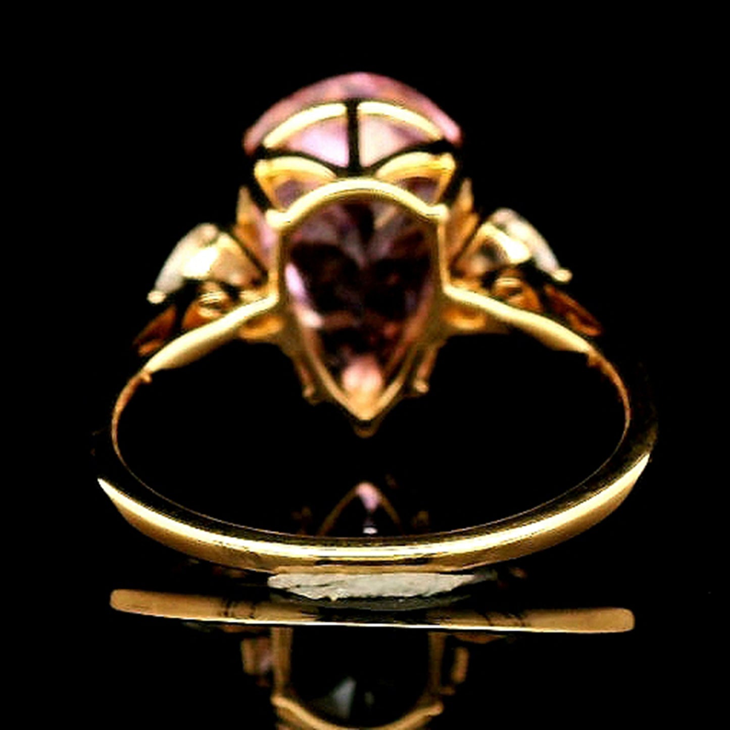 6.45 Ct Pear Kunzite 14K Gold Ring