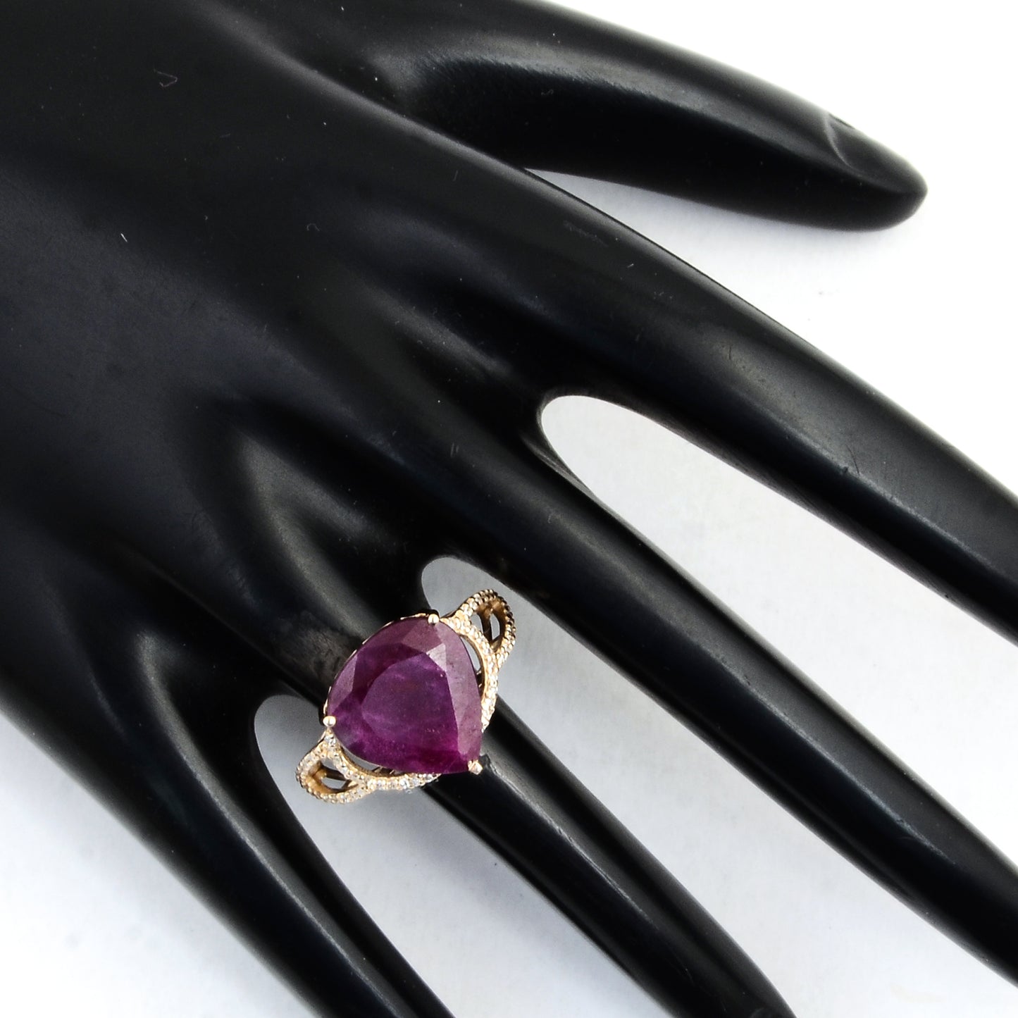 6.81 Ct Pear Mixed Cut Natural Corundum Ruby 14K Gold Ring