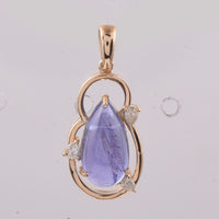3.66 Ct Pear Cabochon Natural Tanzanite 14K Gold Pendant