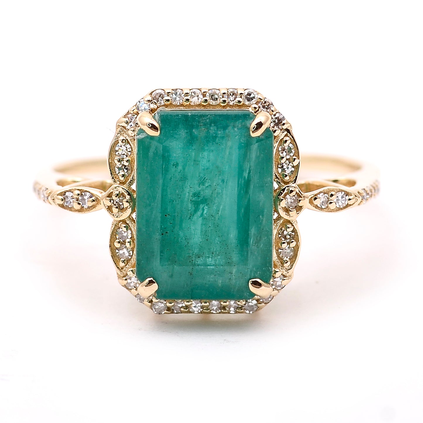 3.60 Ct Octagon Natural Emerald 14K Gold Ring