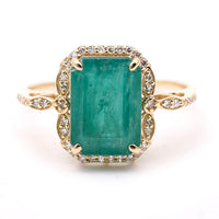3.60 Ct Octagon Natural Emerald 14K Gold Ring