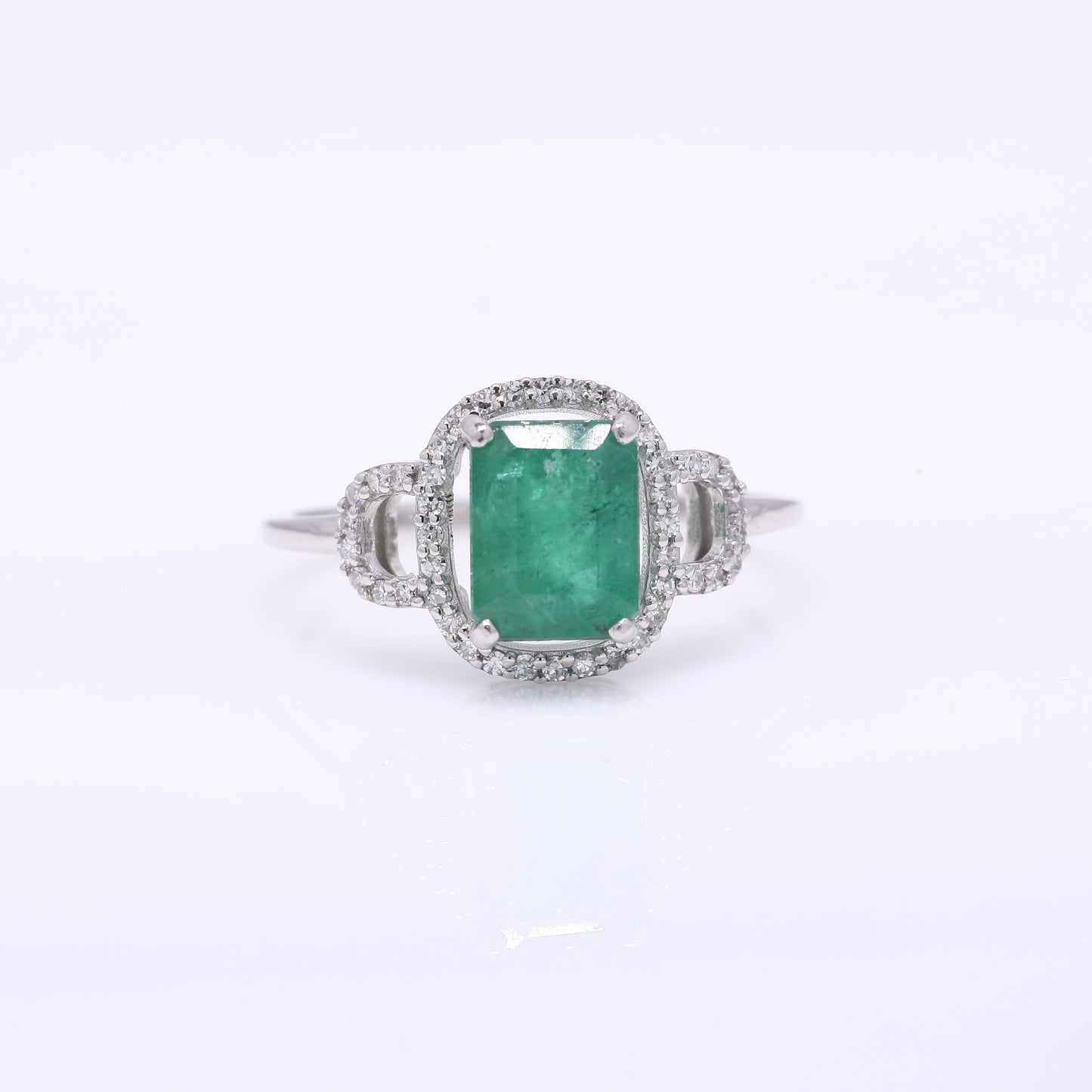 1.81 Ct Octagon Step Cut Natural Emerald 950 Platinum Ring