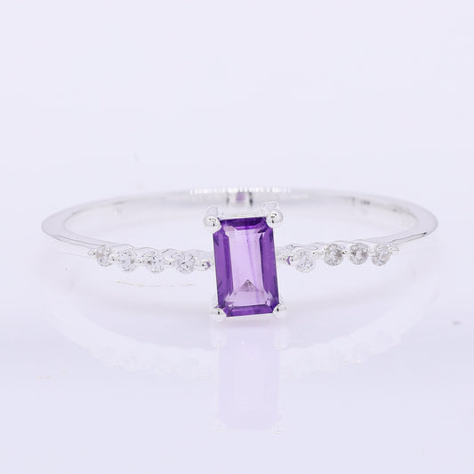 0.44 Ct Octagon Amethyst 925 Silver Ring