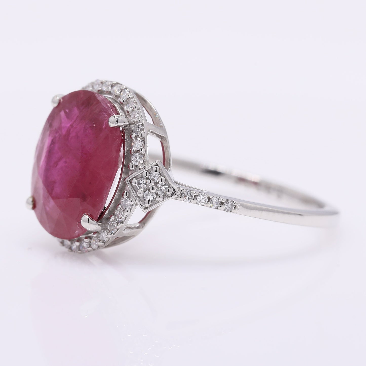 3.86 Ct Oval Mixed Cut Natural Ruby 950 Platinum Ring