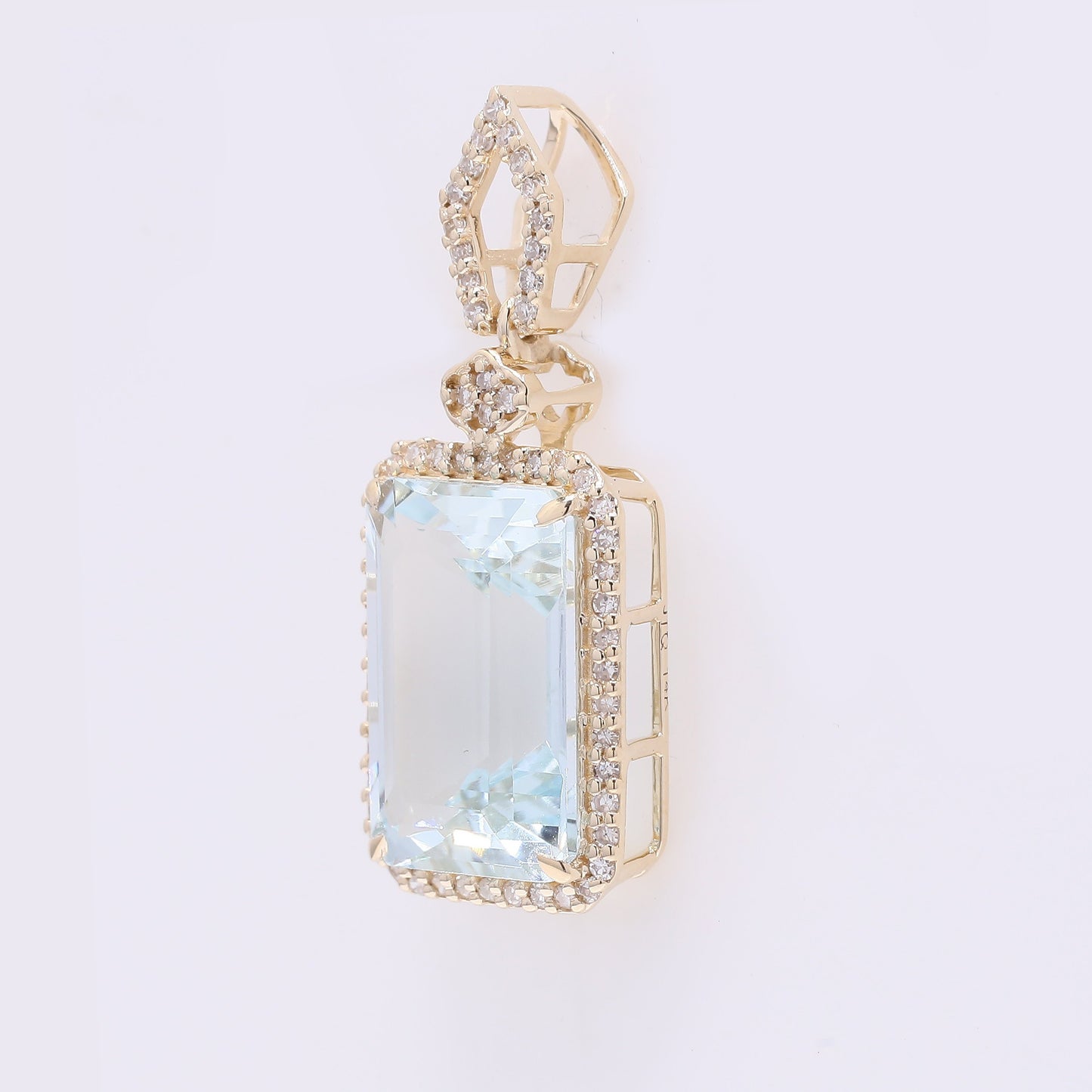 4.47 Ct Octagon Step Cut Natural Aquamarine 14K Gold Pendant