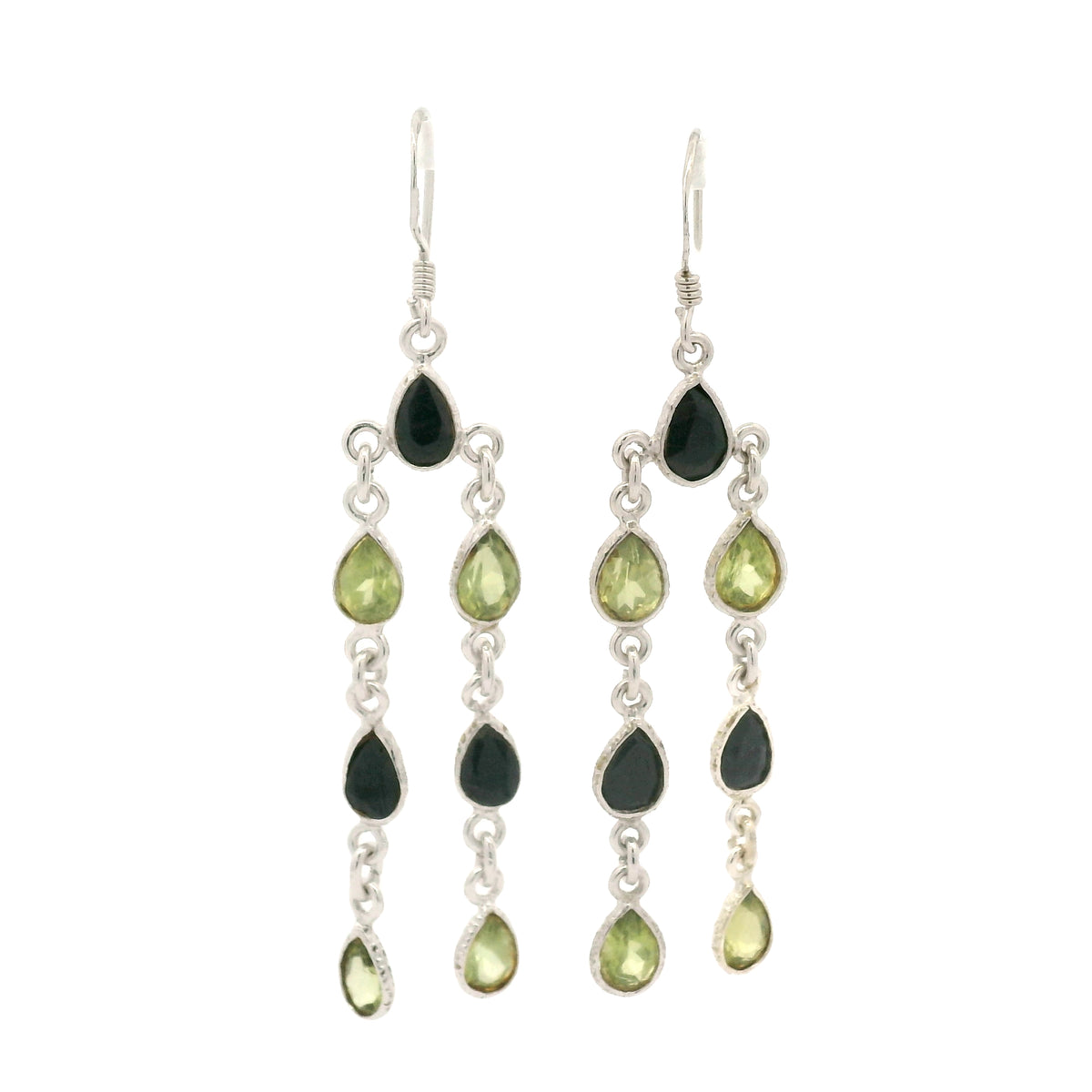 10.35 Ct Peridot, Sapphire 925 Sterling Silver Earrings