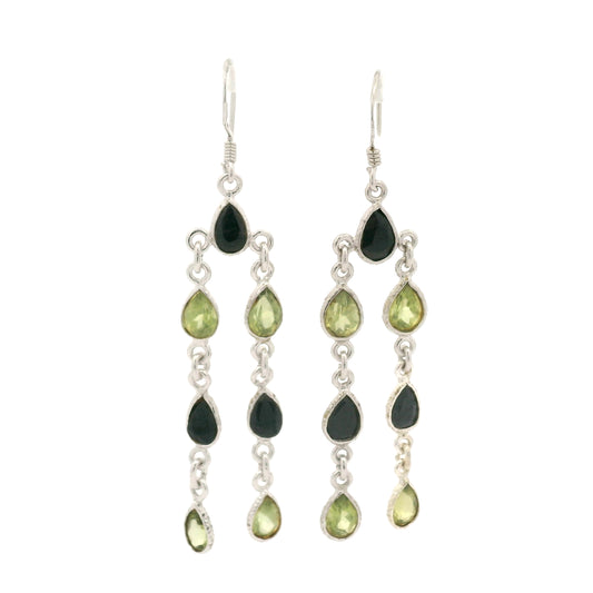 10.35 Ct Peridot, Sapphire 925 Sterling Silver Earrings