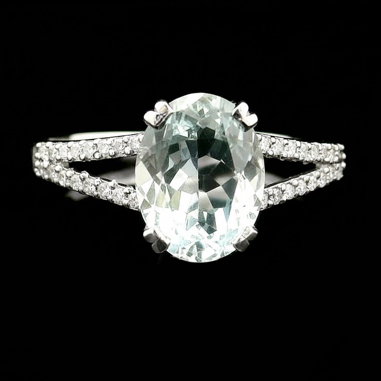 1.46 Ct Oval Mixed Cut Natural Aquamarine 950 Platinum Ring