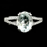 1.46 Ct Oval Mixed Cut Natural Aquamarine 950 Platinum Ring