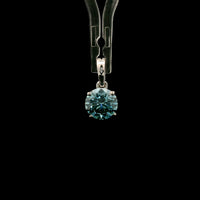 1.05 Carats Blue Lab Grown Diamond 14K Gold Pendant