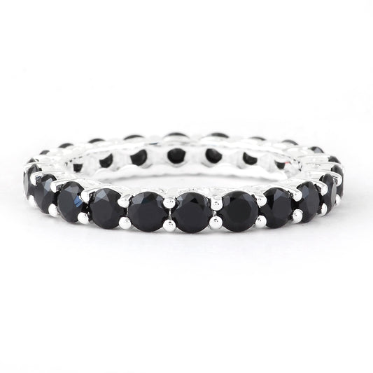 3.10 Ct Round Black Spinel 925 Sterling Silver Ring