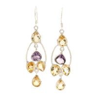 11.45 Ct Amethyst, Citrine 925 Sterling Silver Earrings