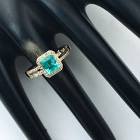 1.18 Ct Octagon Step Cut Natural Emerald 14K Gold Ring