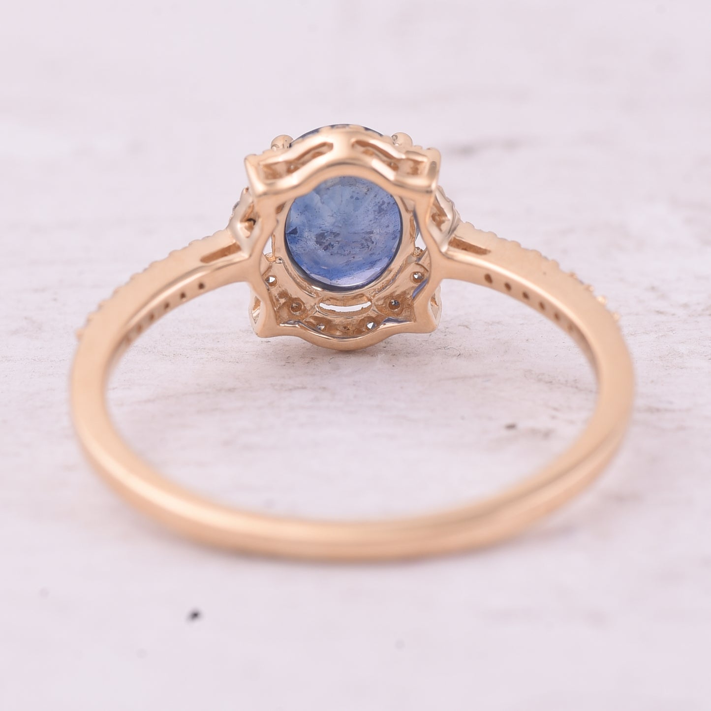 1.39 Ct Oval Mixed Cut Natural Sapphire 14K Gold Ring