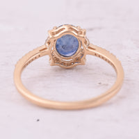 1.39 Ct Oval Mixed Cut Natural Sapphire 14K Gold Ring