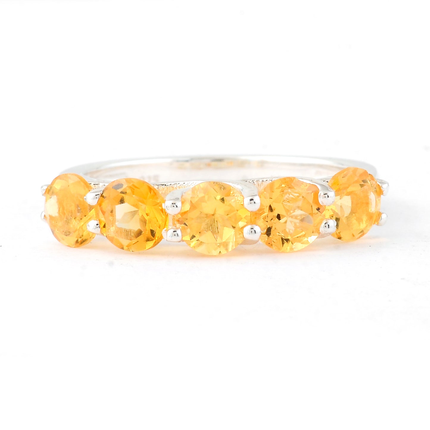 2.33 Ct Round Citrine, 925 Sterling Silver Ring
