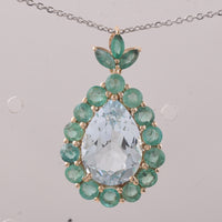 5.10 Ct Pear Aquamarine 9K Gold Pendant