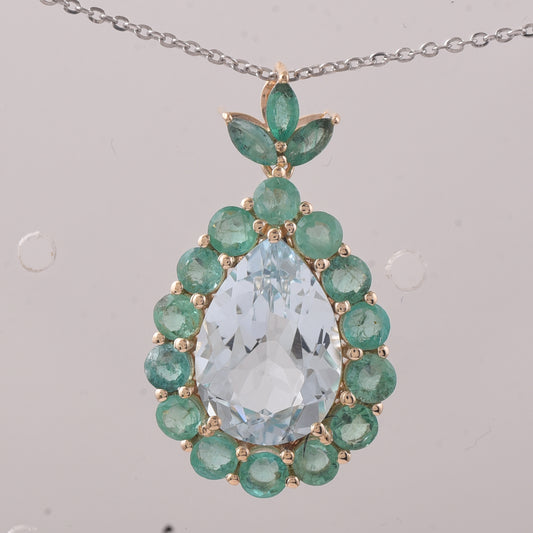 5.10 Ct Pear Aquamarine 9K Gold Pendant