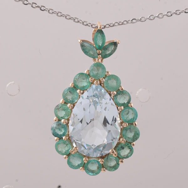 5.10 Ct Pear Aquamarine 9K Gold Pendant