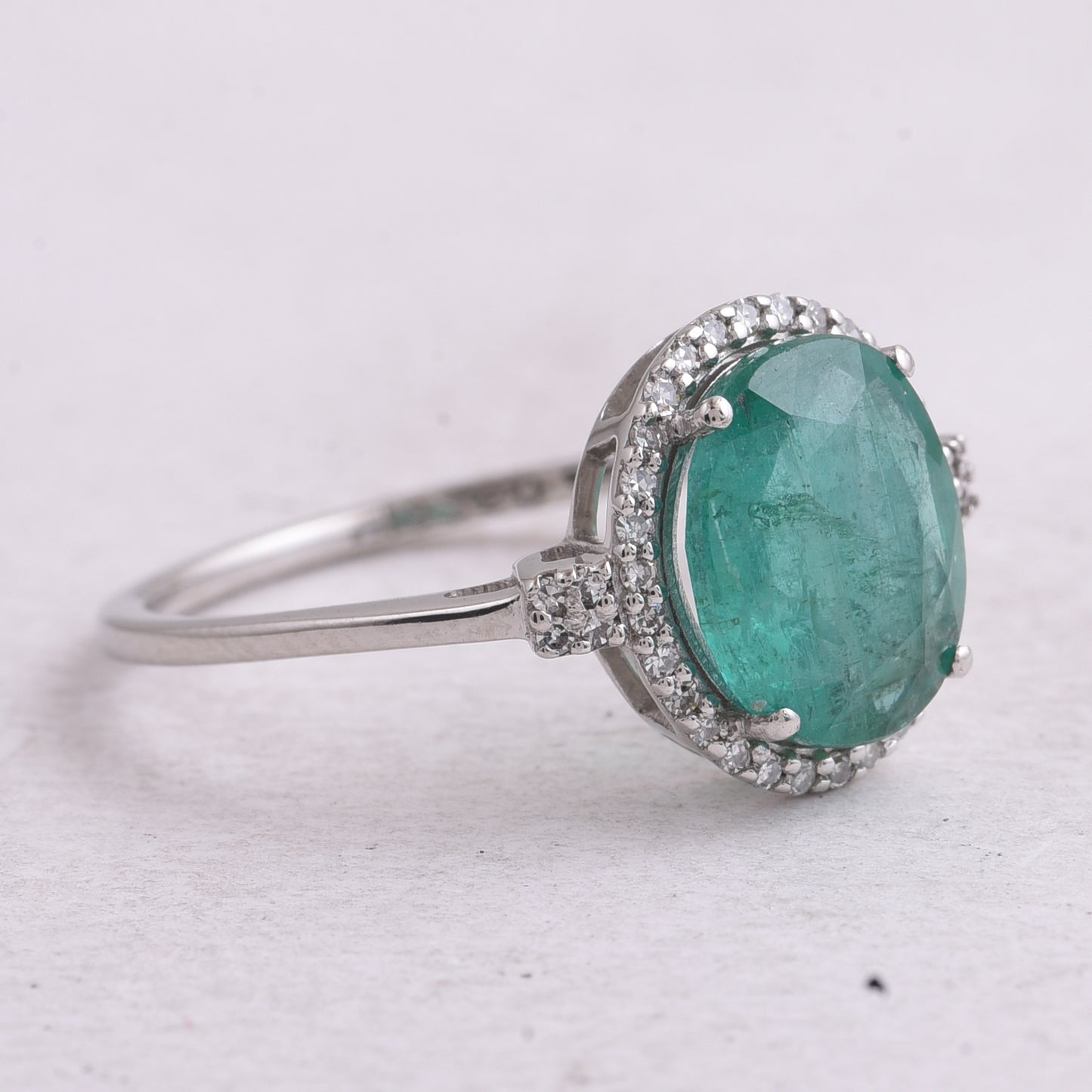 2.42 Ct Oval Mixed Cut Natural Emerald 950 Platinum Ring