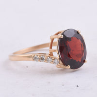 4.23 Ct Oval Natural Garnet 14K Gold Ring